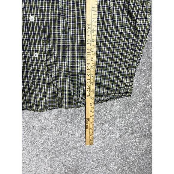 Eddie Bauer Seersucker Button Down Shirt Mens Large Plaid Short Sleeve Pocket - Picture 6 of 8
